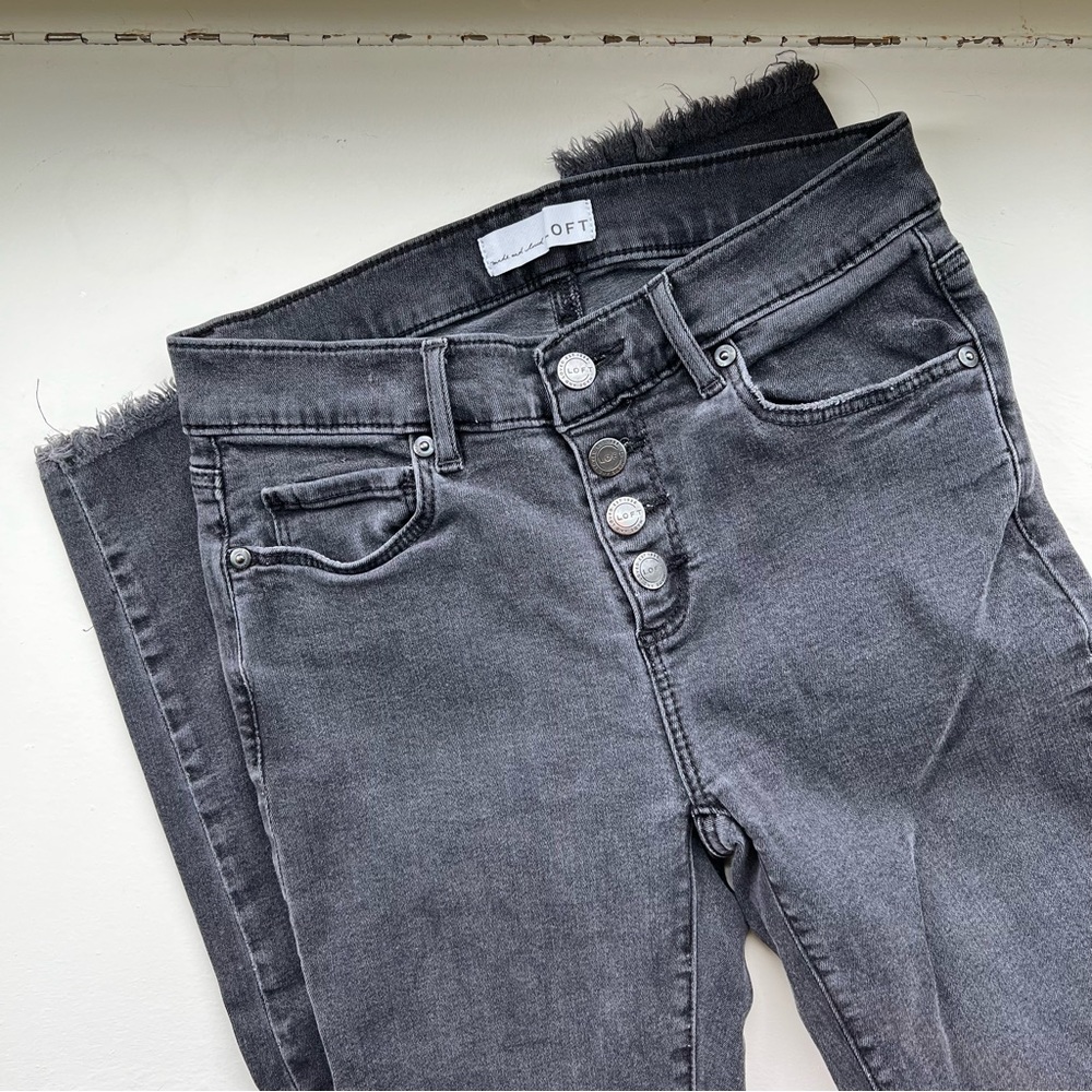 LOFT Black Faded Wash Button-Up Hi-Rise Modern Skinny Jean